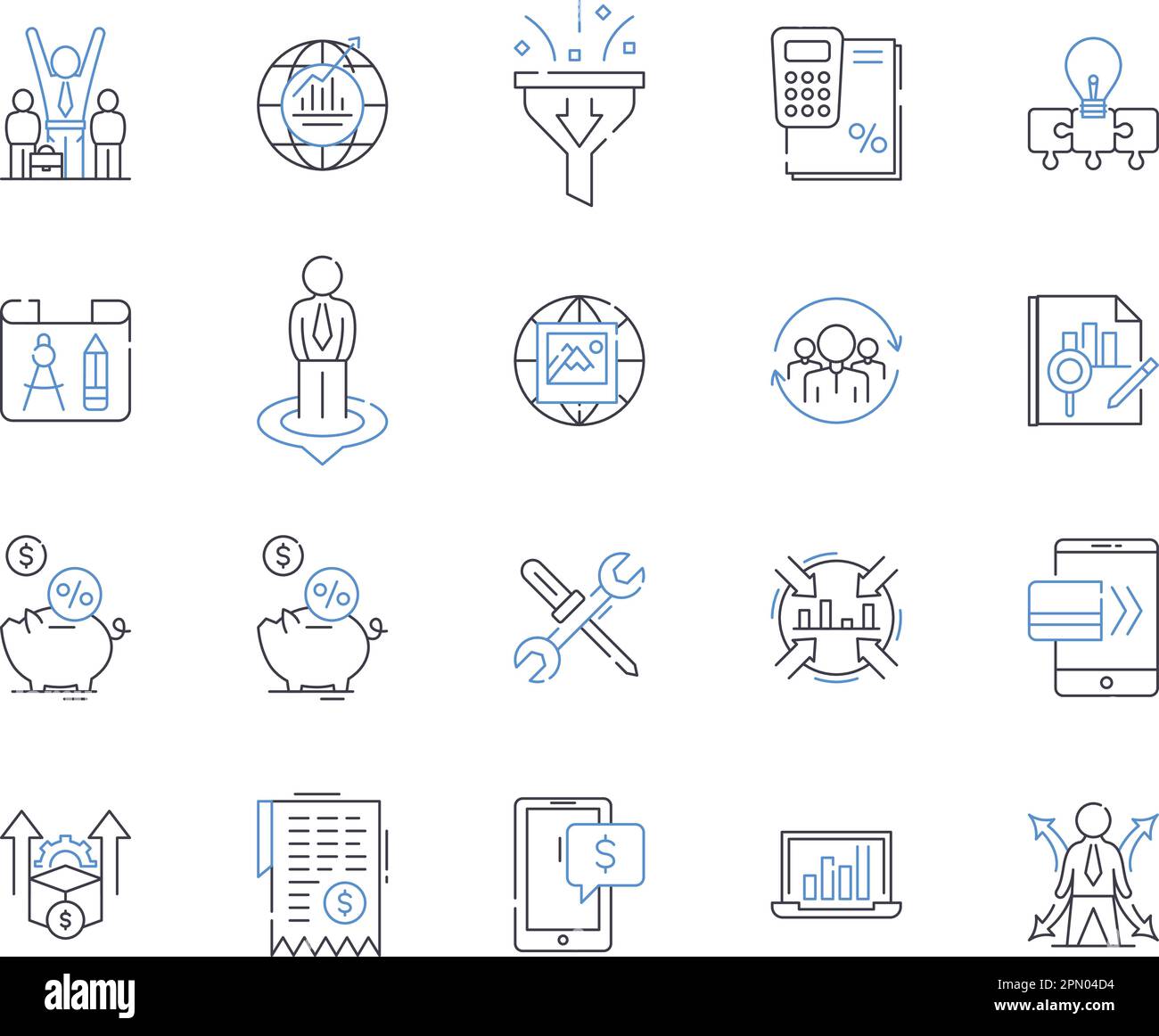 Finance and revenue outline icons collection. finance, revenue, accounting, budgeting, forecasting, financial analysis, reporting vector and Stock Vector