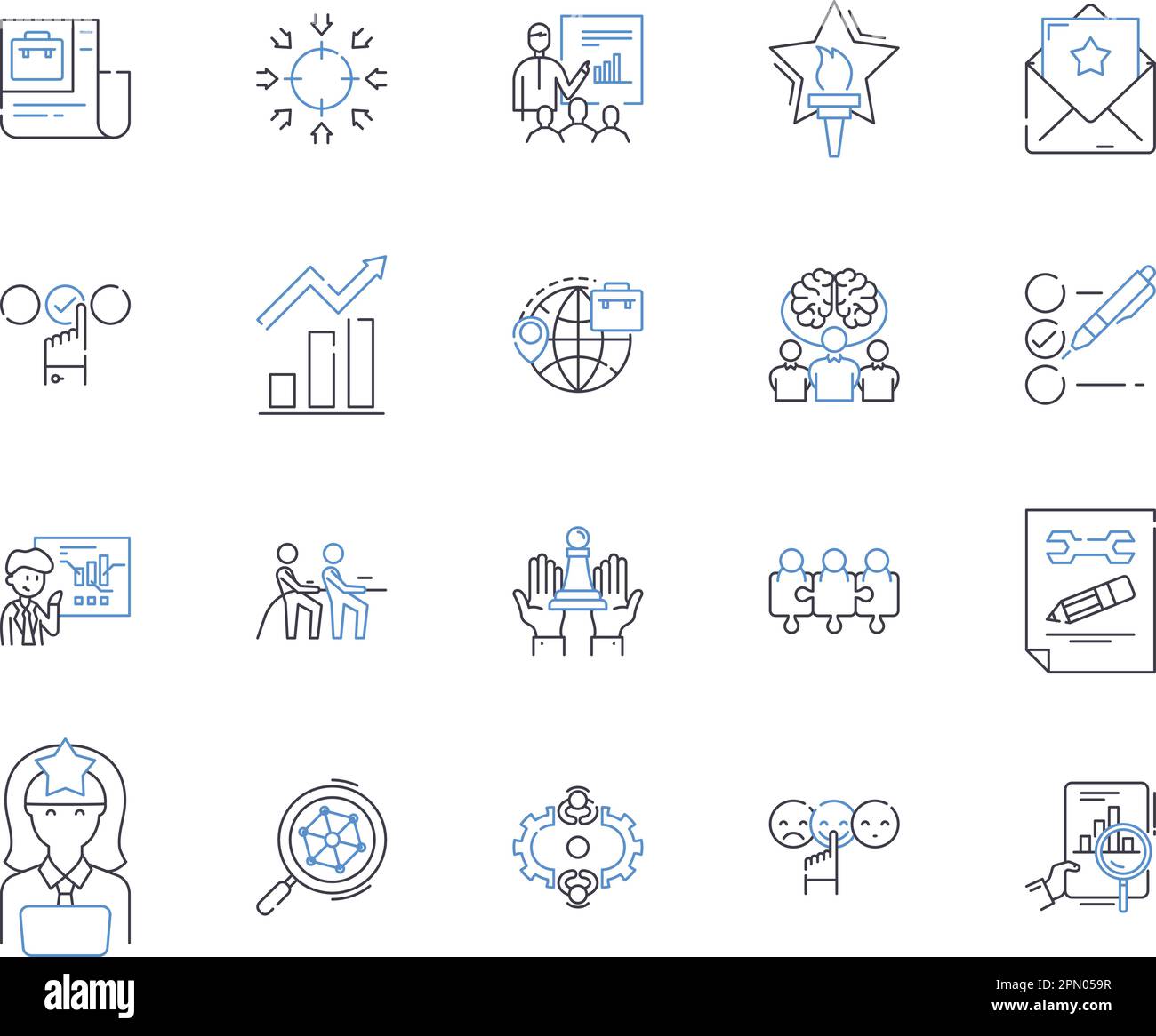 Company development outline icons collection. Growth, Expansion ...