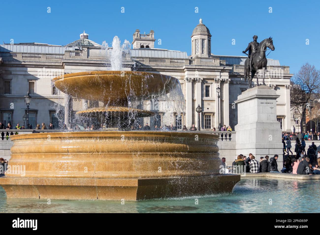 View of Trafalgar Square in London Stock Photo - Alamy