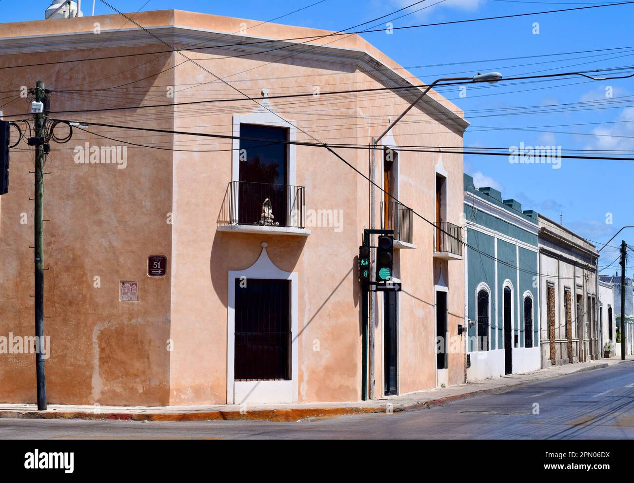 51st street in the colorful city of Merida, Yucatan, Mexico. Stock Photo