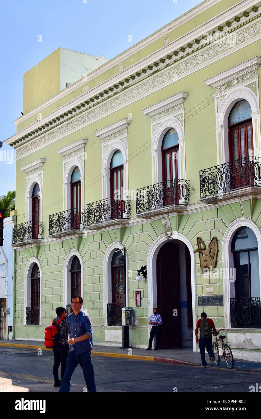A beautifully restored colonial building on 64th street in the colorful city of Merida, Yucatan, Mexico. Stock Photo