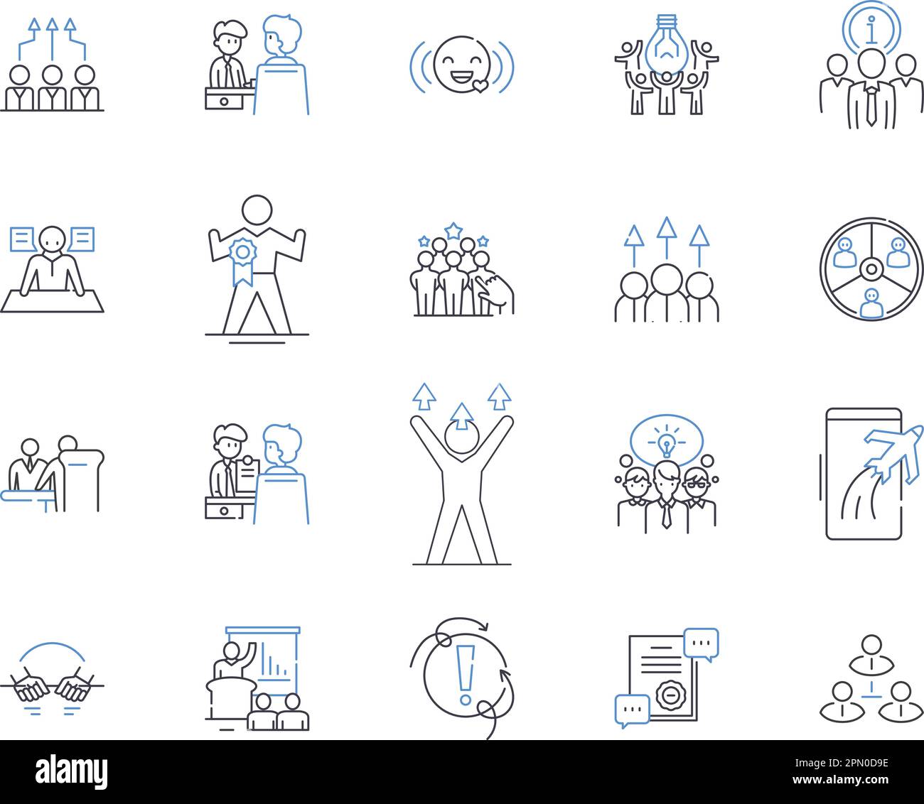 Team management outline icons collection. Teamwork, Cooperation ...