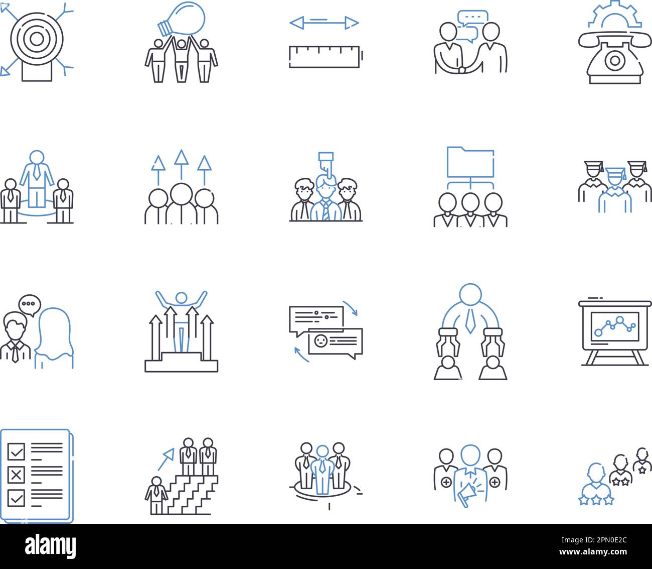 Staff members outline icons collection. Employees, Personnel