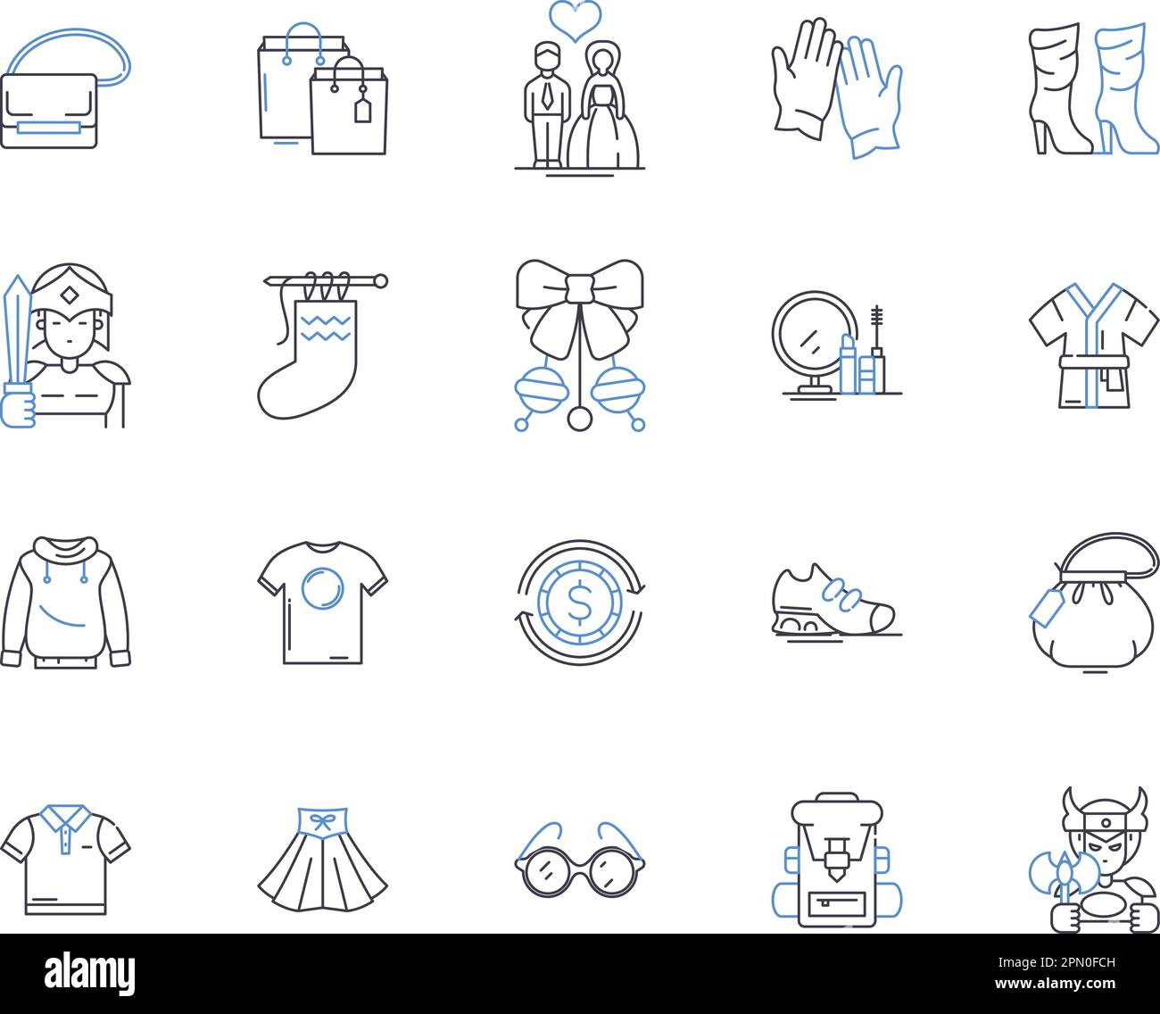 Fashion industry outline icons collection. Clothing, Garments, Apparel