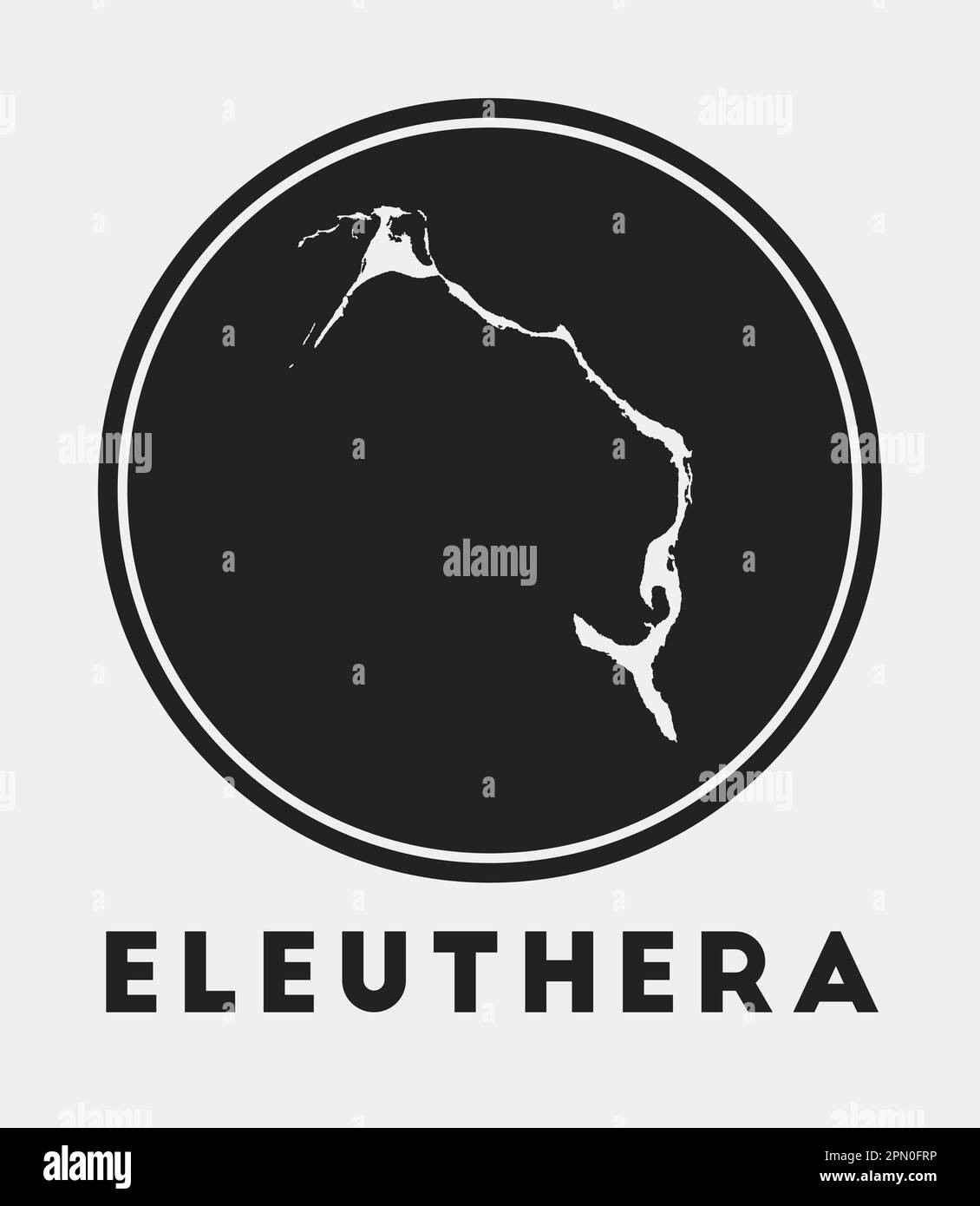 Eleuthera icon. Round logo with island map and title. Stylish Eleuthera badge with map. Vector illustration. Stock Vector
