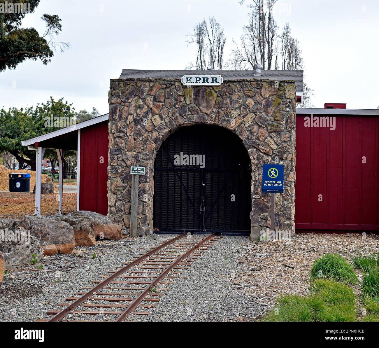 closed Kennedy Park Rail Road train tunnel in Hayward, California Stock