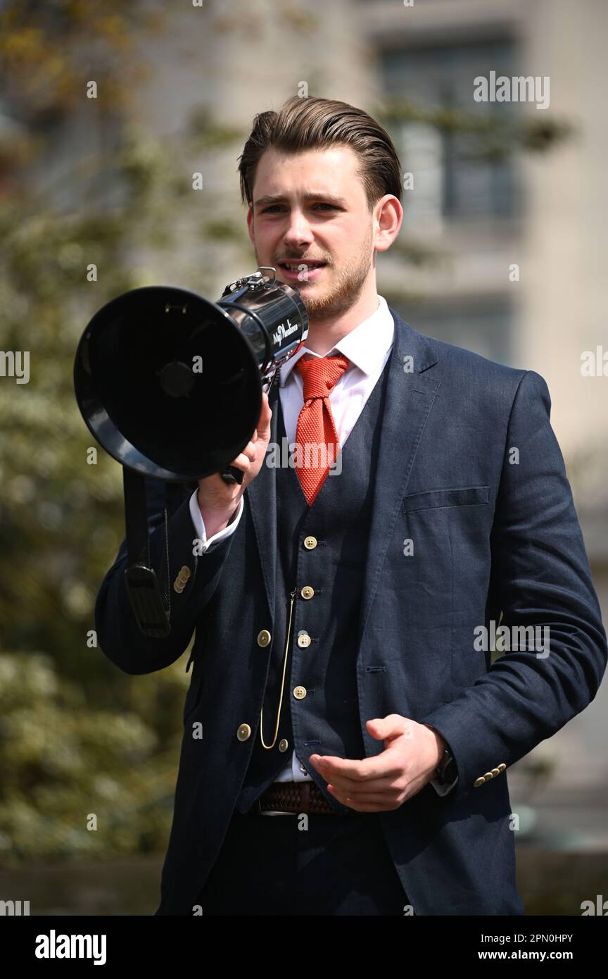 London, UK. 20230415. Protest against Cashless society, ULEZ, No to
