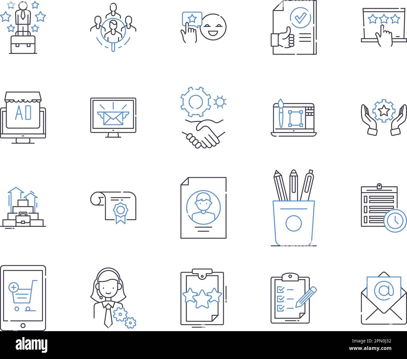 Marketing and concept outline icons collection. marketing, concept, strategy, planning, segmentation, targeting, positioning vector and illustration Stock Vector