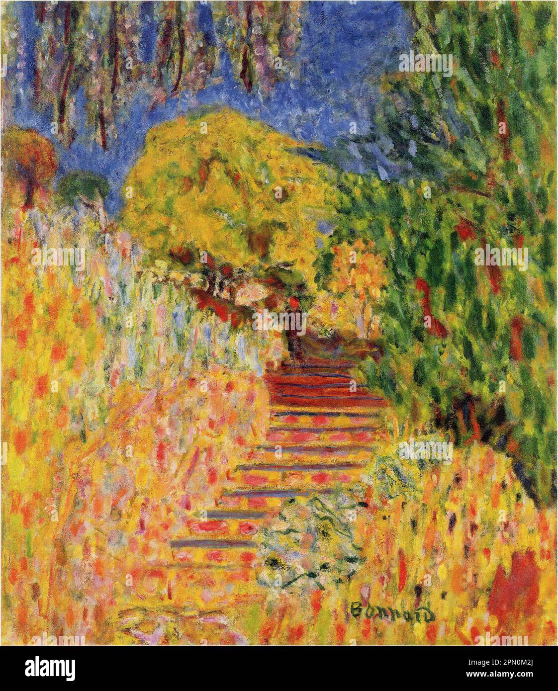 Stairs with Mimosa (1946) painted by the French post-impressionist painter Pierre Bonnard Stock Photo
