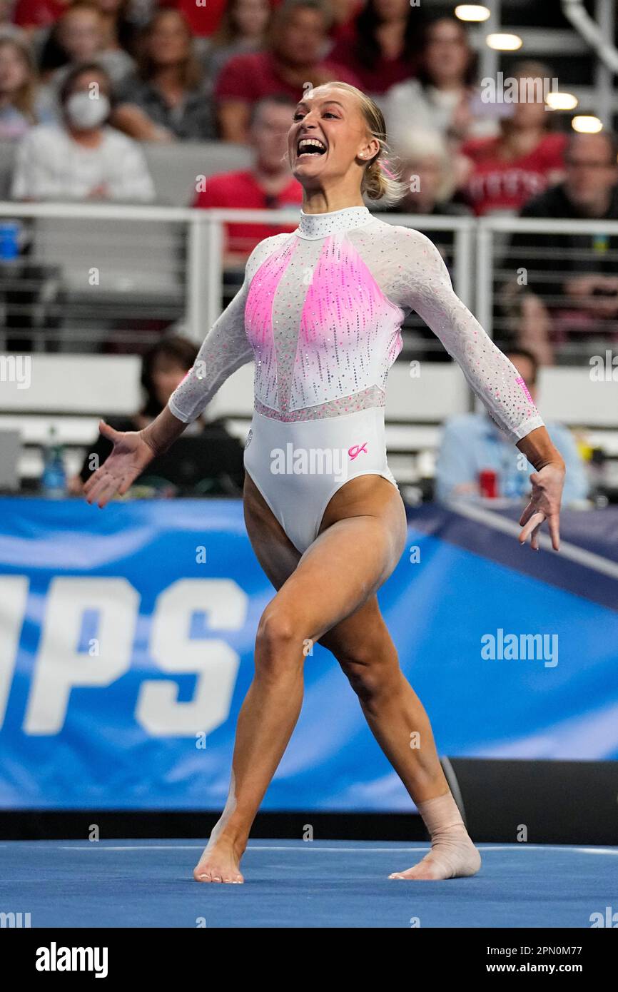 Utah's Abby Brenner competes in the floor exercise during the final of