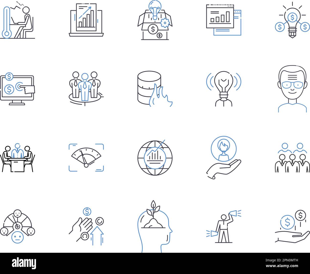 Bookkeeping outline icons collection. Bookkeeping, Accounting, Finances, Ledger, Records, Balance, Reconcile vector and illustration concept set Stock Vector