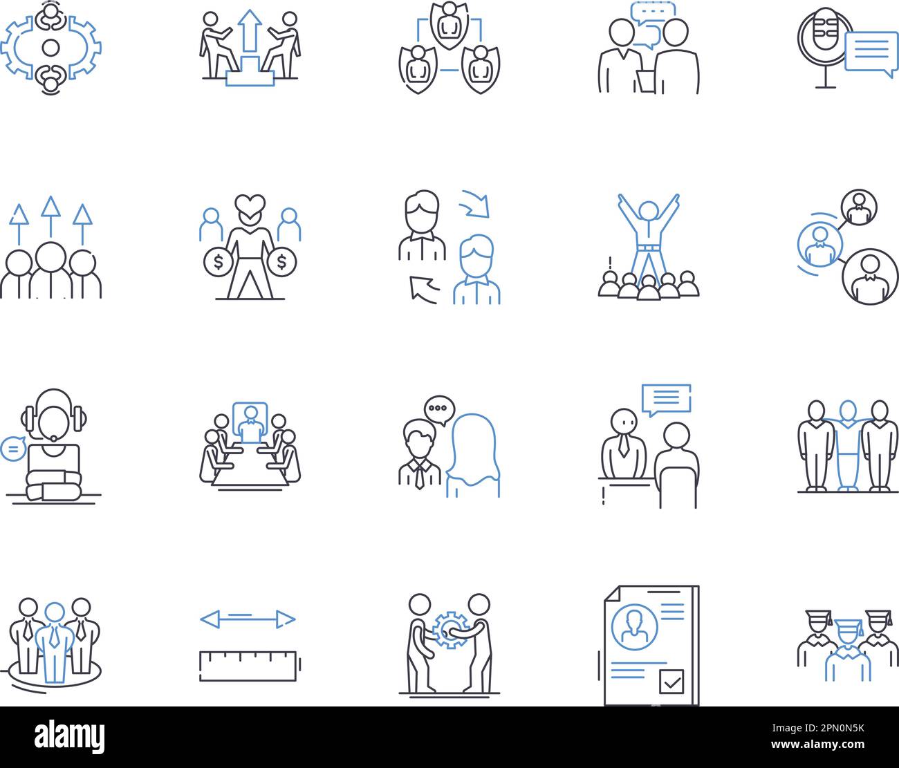 Workmates outline icons collection. Colleagues, Coworkers, Peers, Associates, Comrades, Teammates, Partners vector and illustration concept set Stock Vector