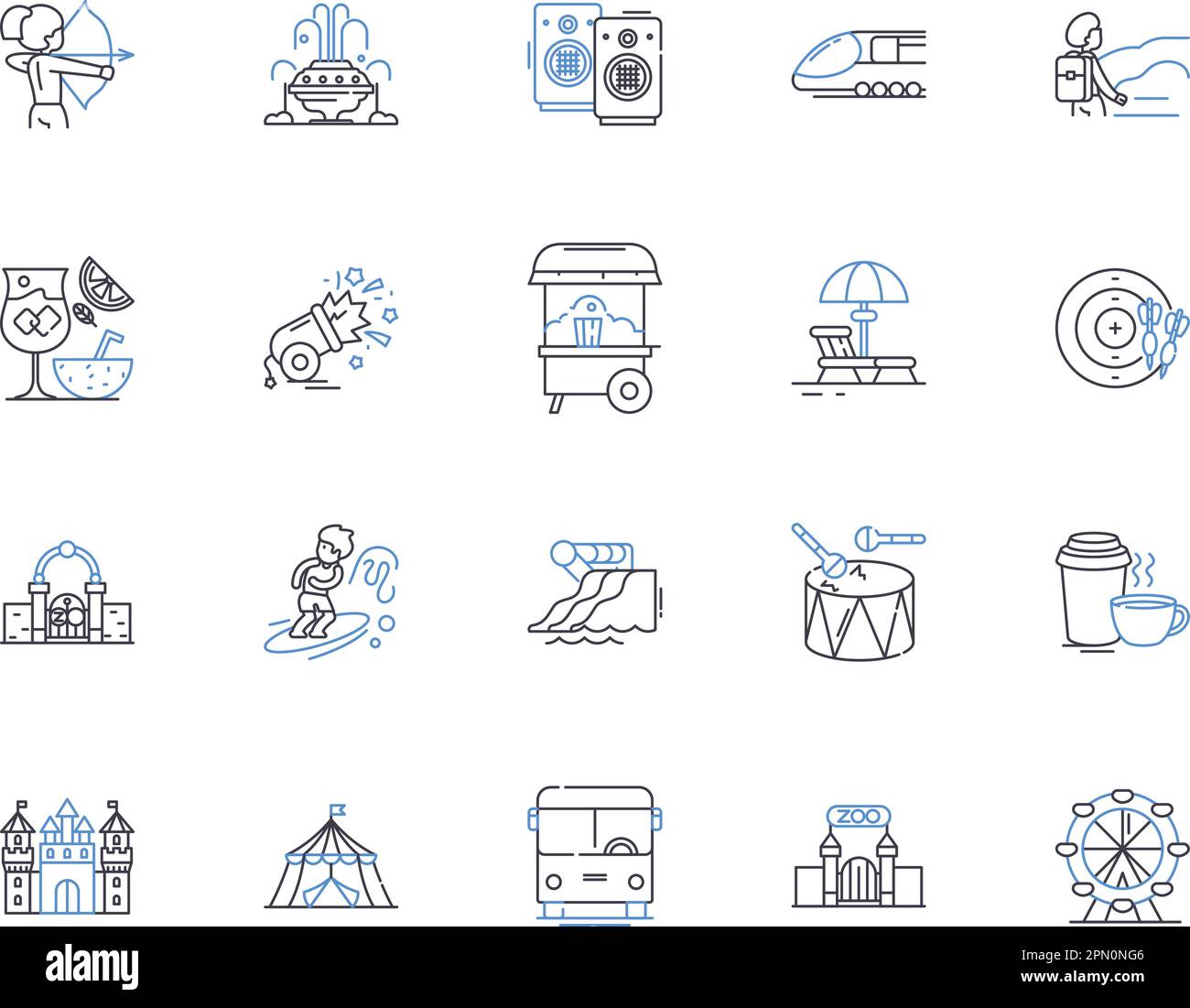 Travel and entertainment outline icons collection. Tourism, Vacation