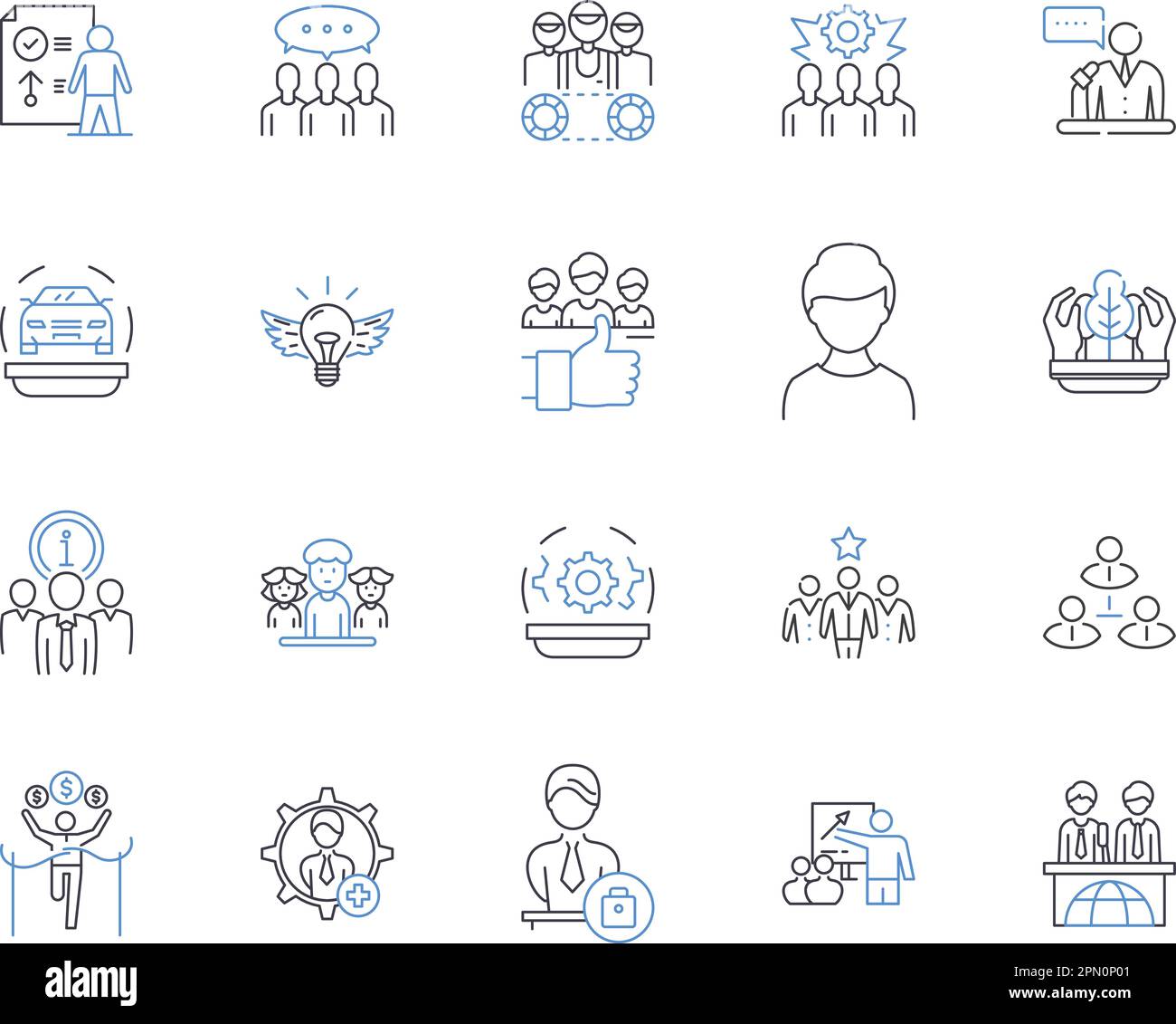 Administration and law outline icons collection. Administration, Law, Government, Politics, Judiciary, Regulations, Executives vector and illustration Stock Vector