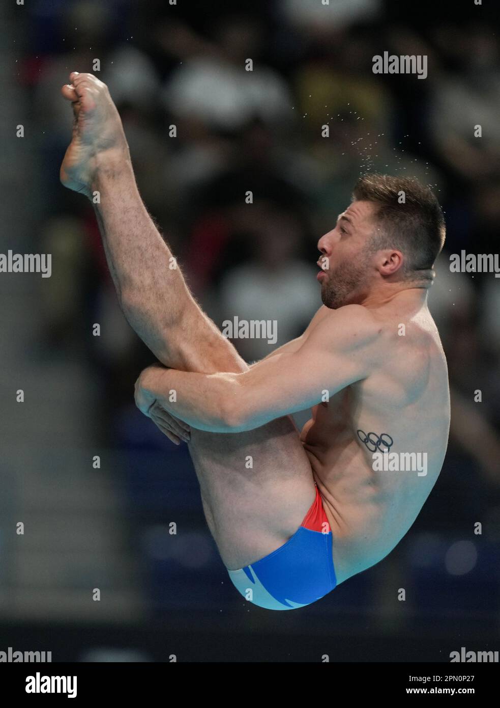 Xi'an, China's Shaanxi Province. 15th Apr, 2023. Jules Bouyer of France competes during the men's 3m springboard final at the FINA Diving World Cup in Xi'an, northwest China's Shaanxi Province, April 15, 2023. Credit: Zhang Bowen/Xinhua/Alamy Live News Stock Photo