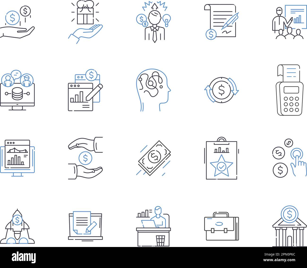 Bookkeeping outline icons collection. Bookkeeping, Accounting, Finances, Ledger, Records, Balance, Reconcile vector and illustration concept set Stock Vector