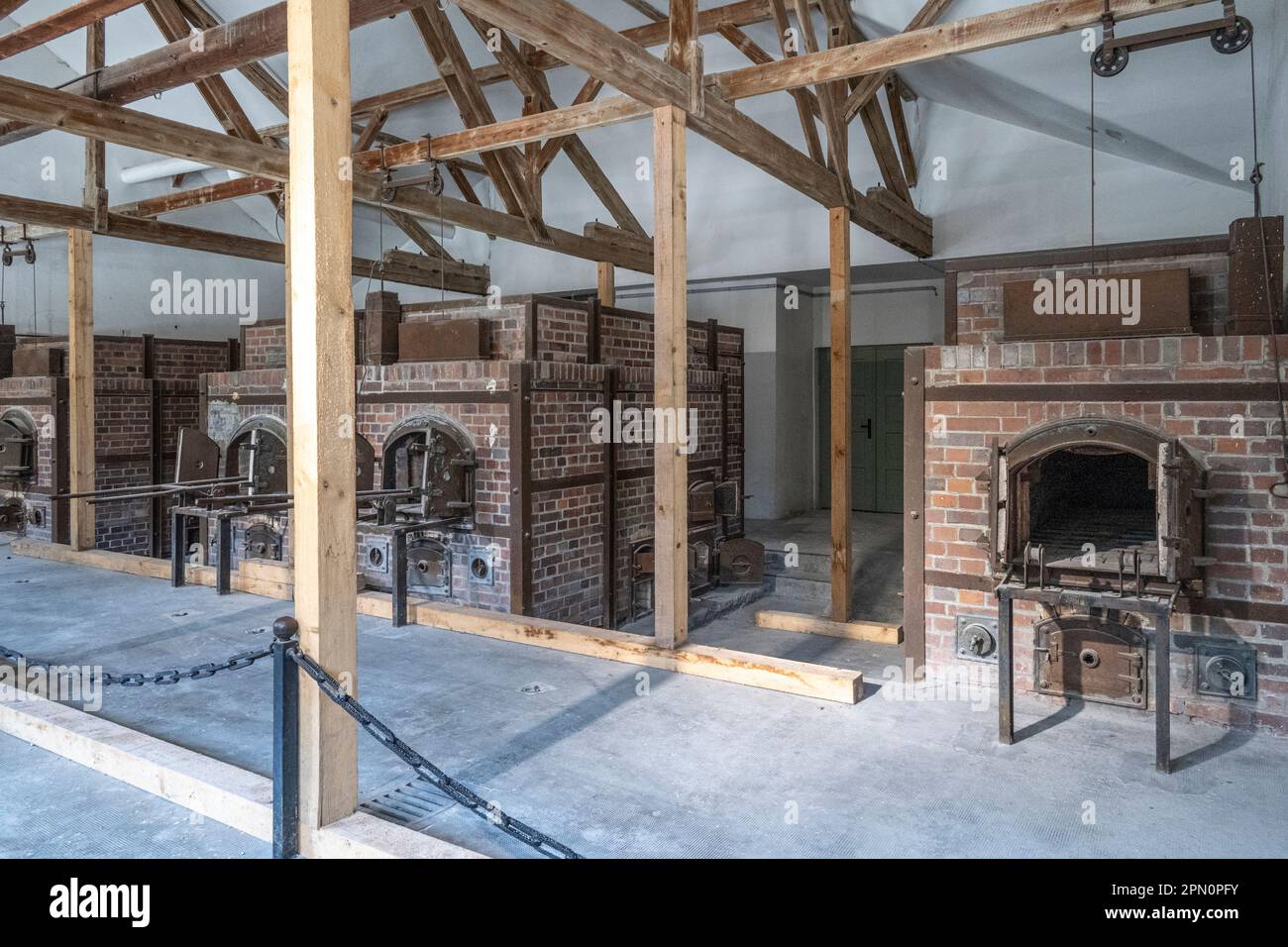 Dachau concentration camp crematorium ovens hires stock photography