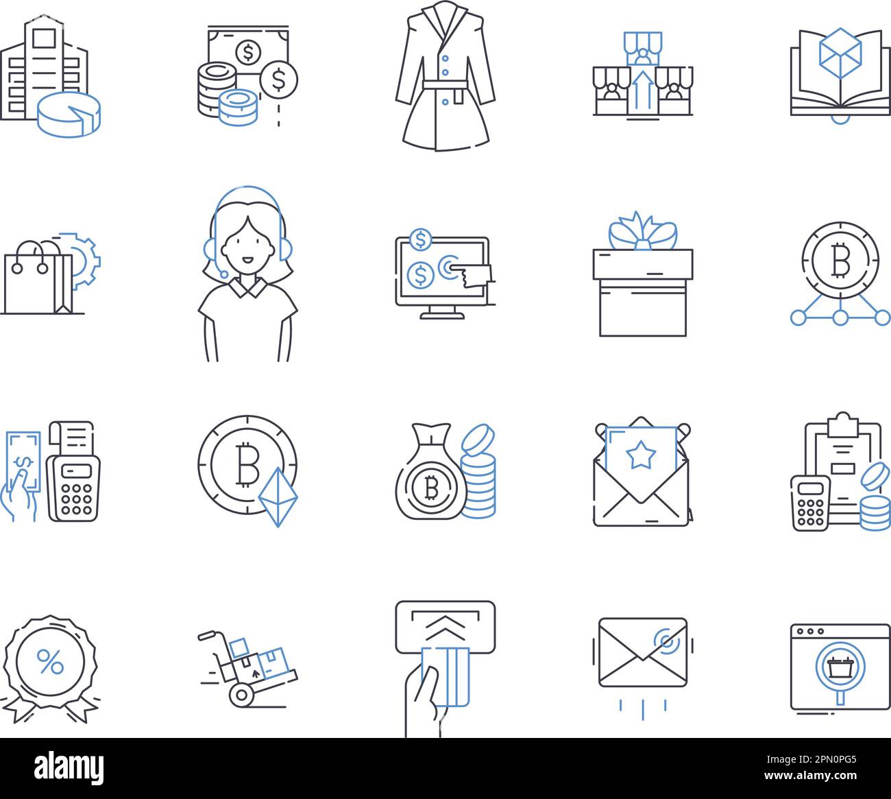 Store and profit outline icons collection. Retail, Shop, Profit