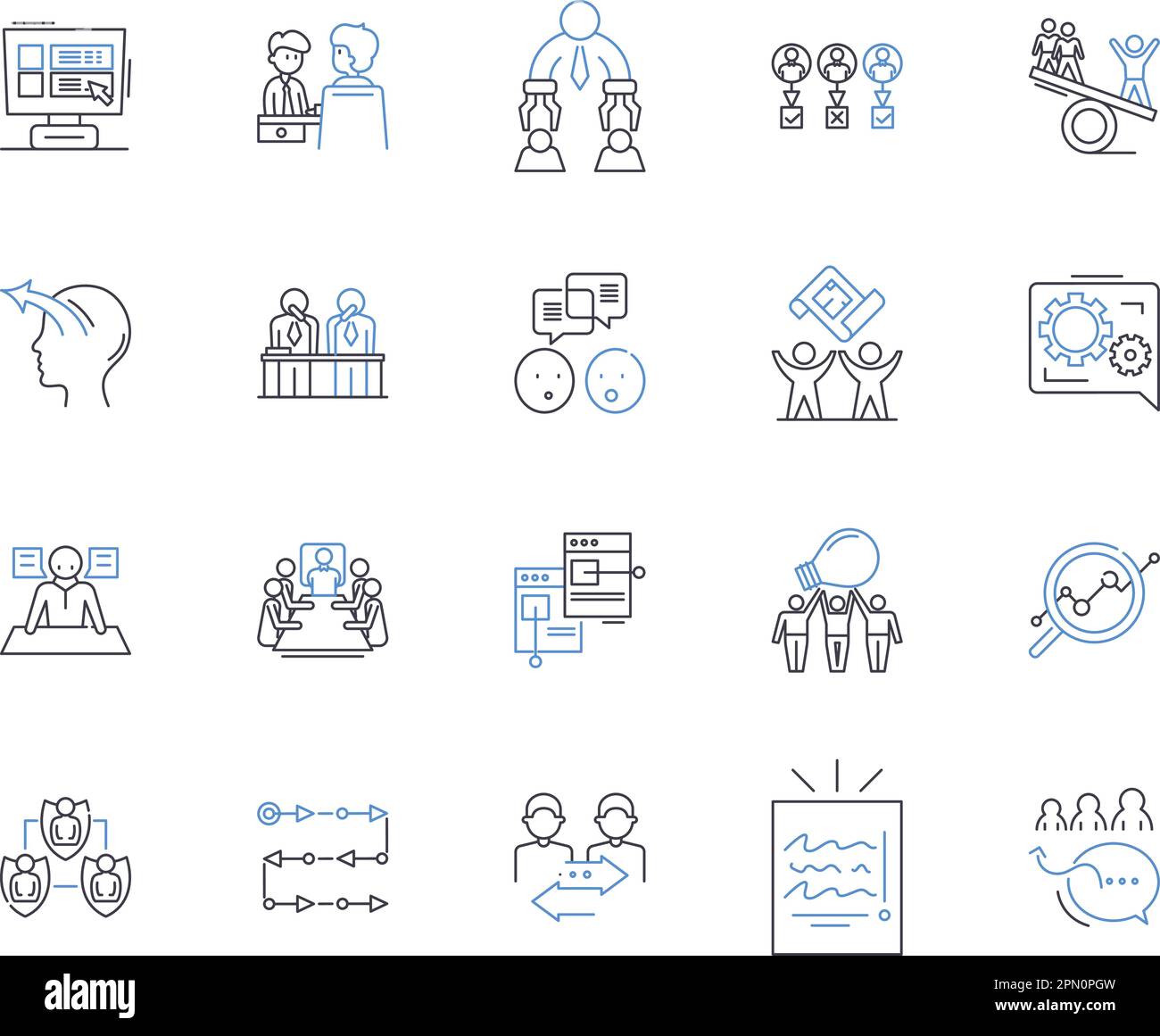 Corporate business outline icons collection. Company, Management ...