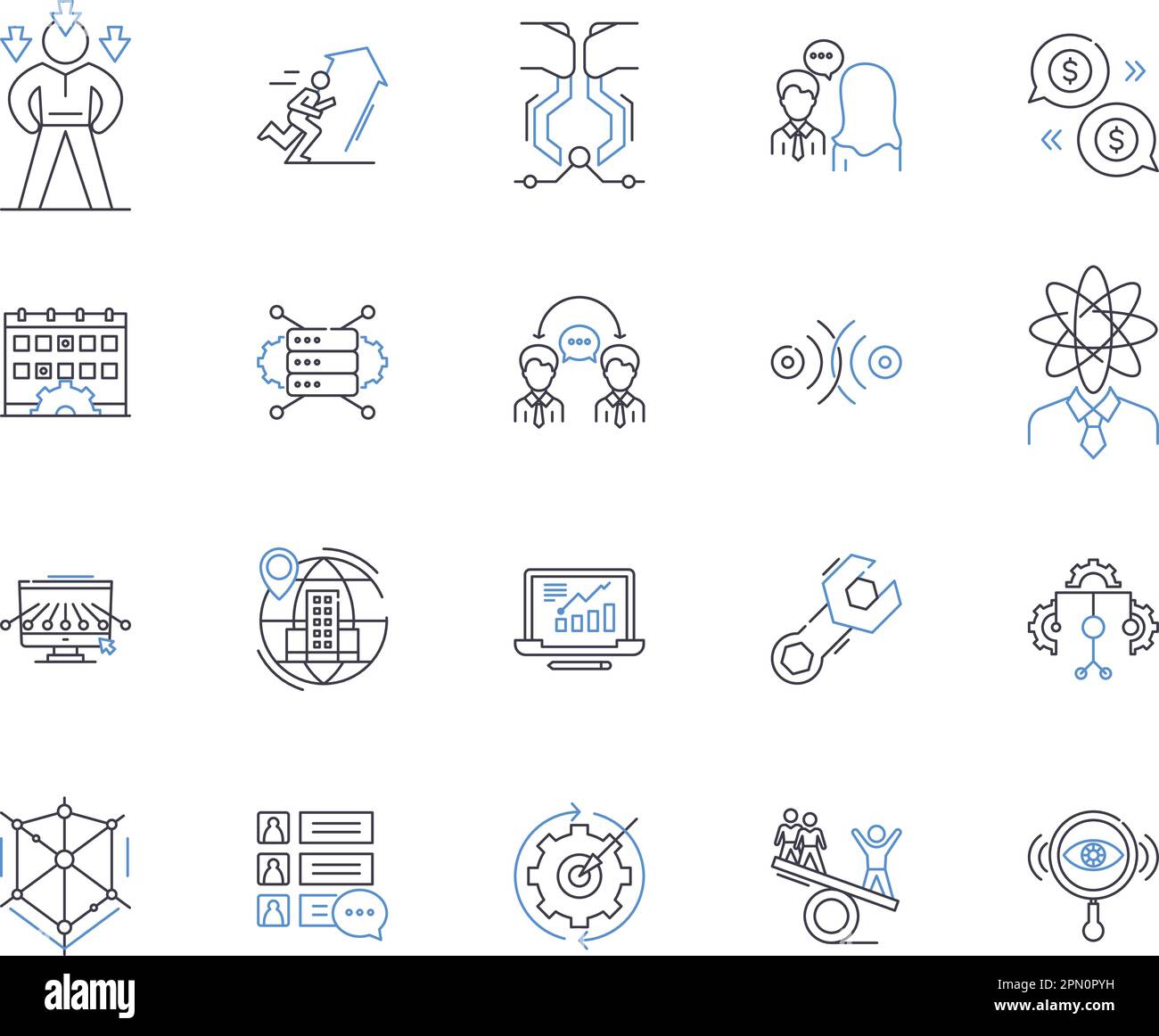 Cooperation outline icons collection. Collaboration, Joint-effort ...