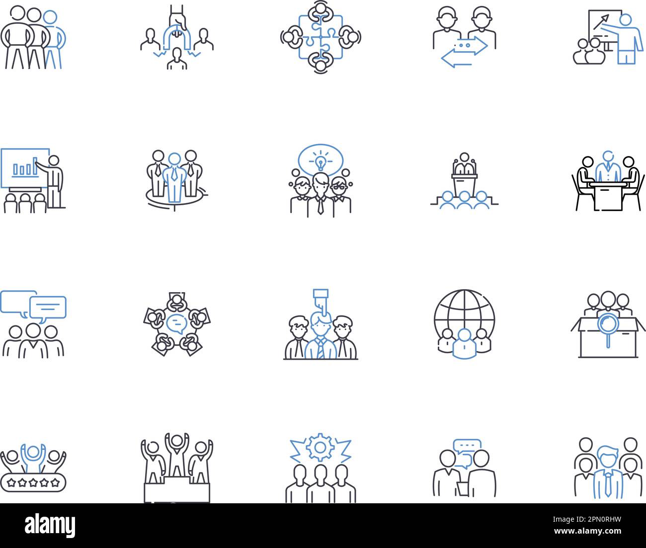 Team outline icons collection. Crew, Unit, Squad, Group, Collective