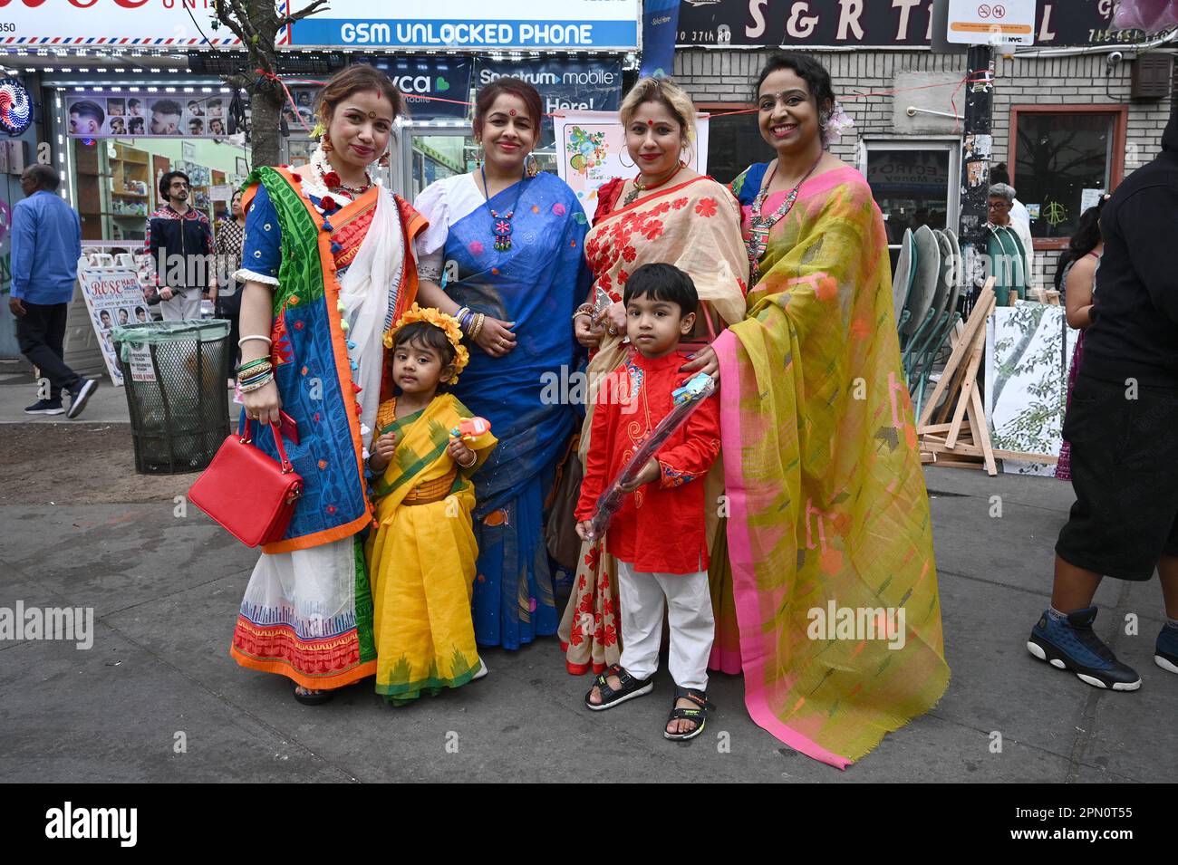 New York, USA. 15th Apr, 2023. People dressed in festive cultural