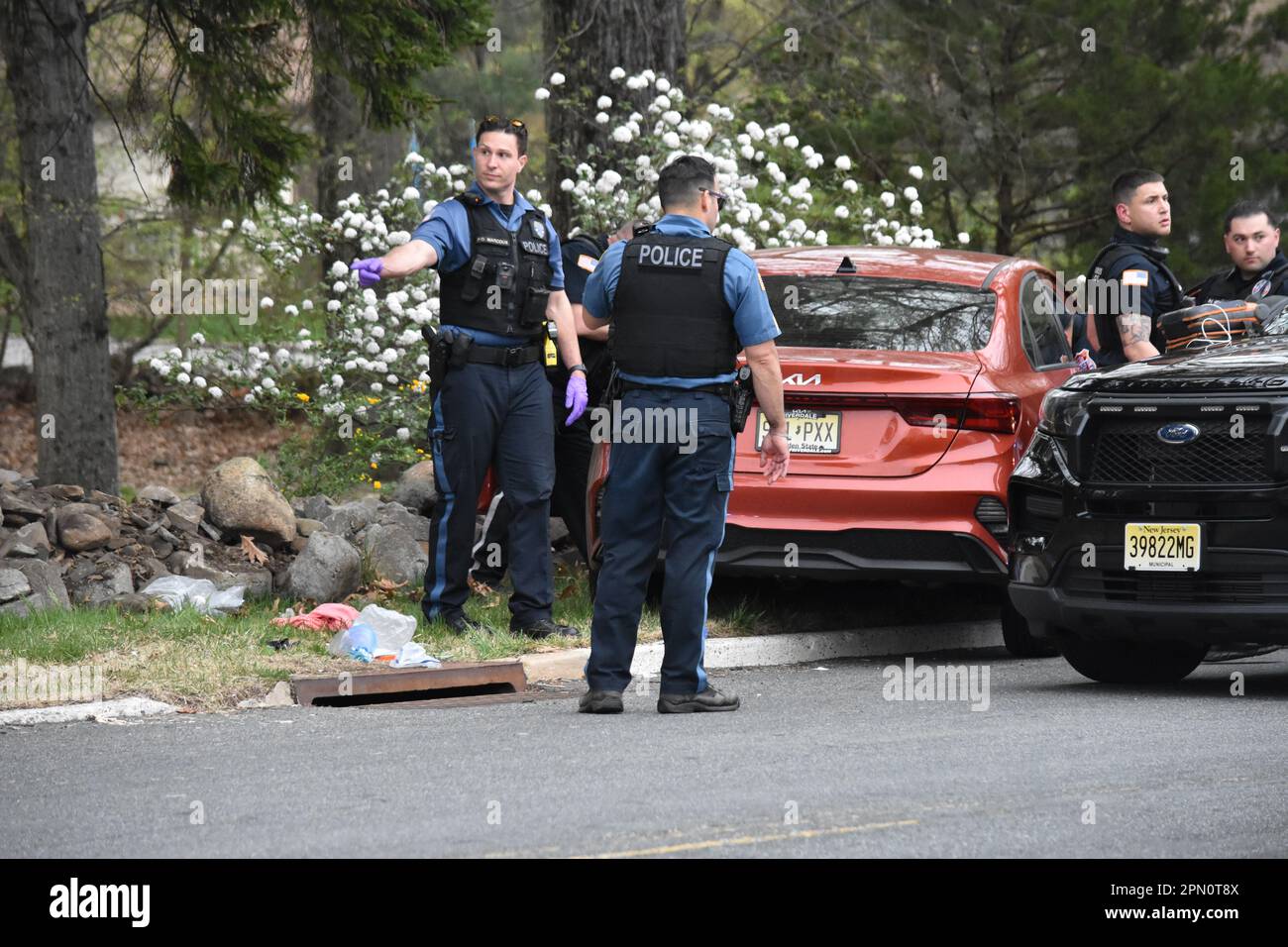 Franklin Lakes, United States. 15th Apr, 2023. Police officers on the