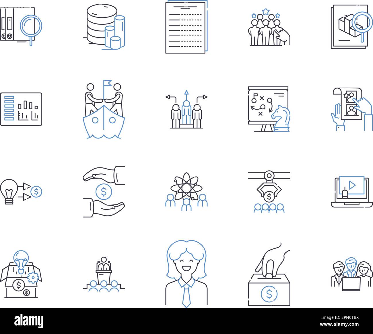 Financial profits outline icons collection. Profits, Financial, Earnings, Gains, Revenue, Profitably, Yield vector and illustration concept set Stock Vector