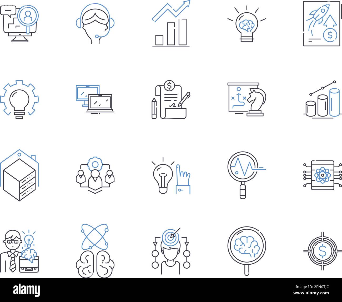 Business strategy outline icons collection. Management, Planning ...