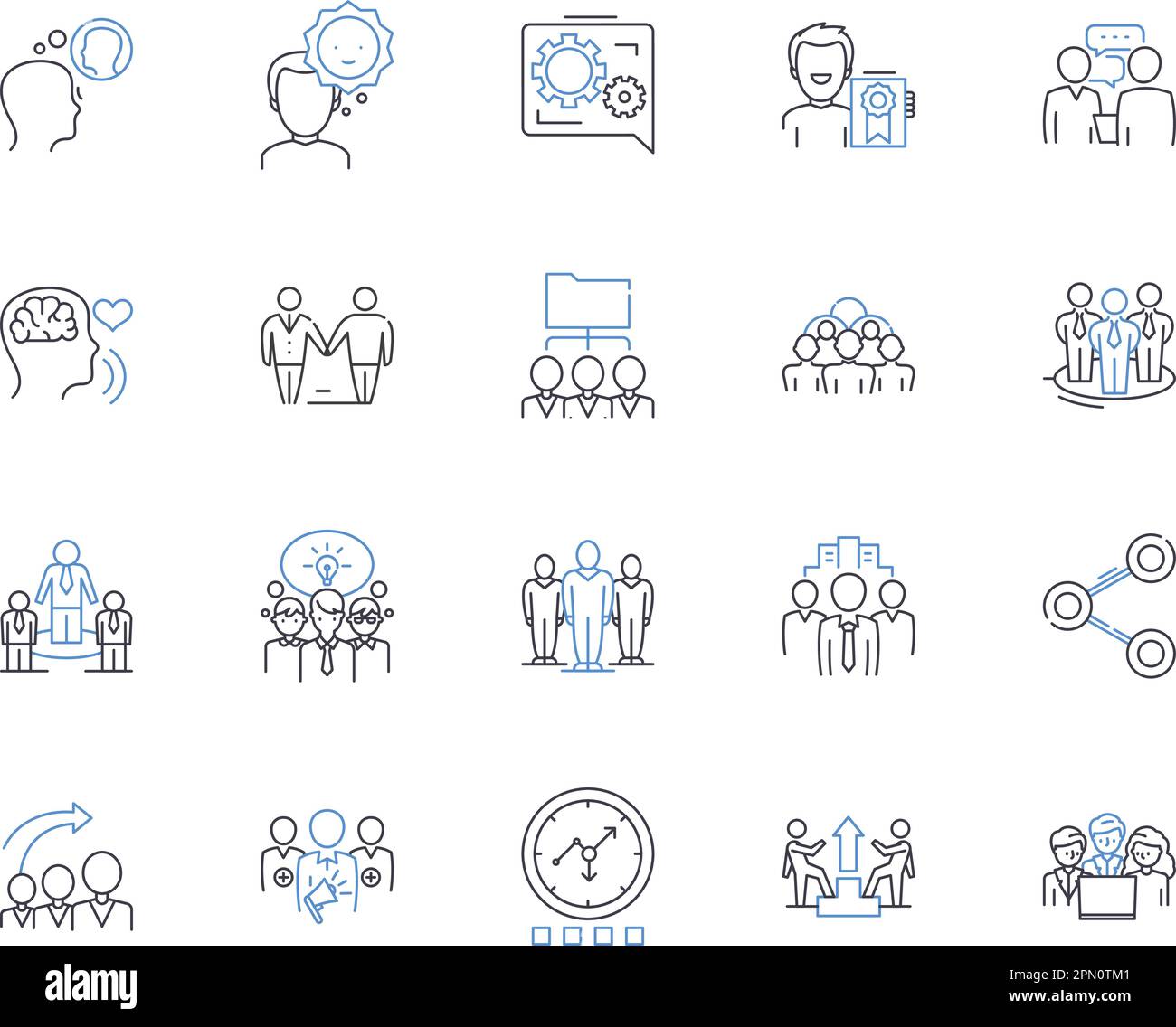 Team management outline icons collection. Teamwork, Cooperation ...