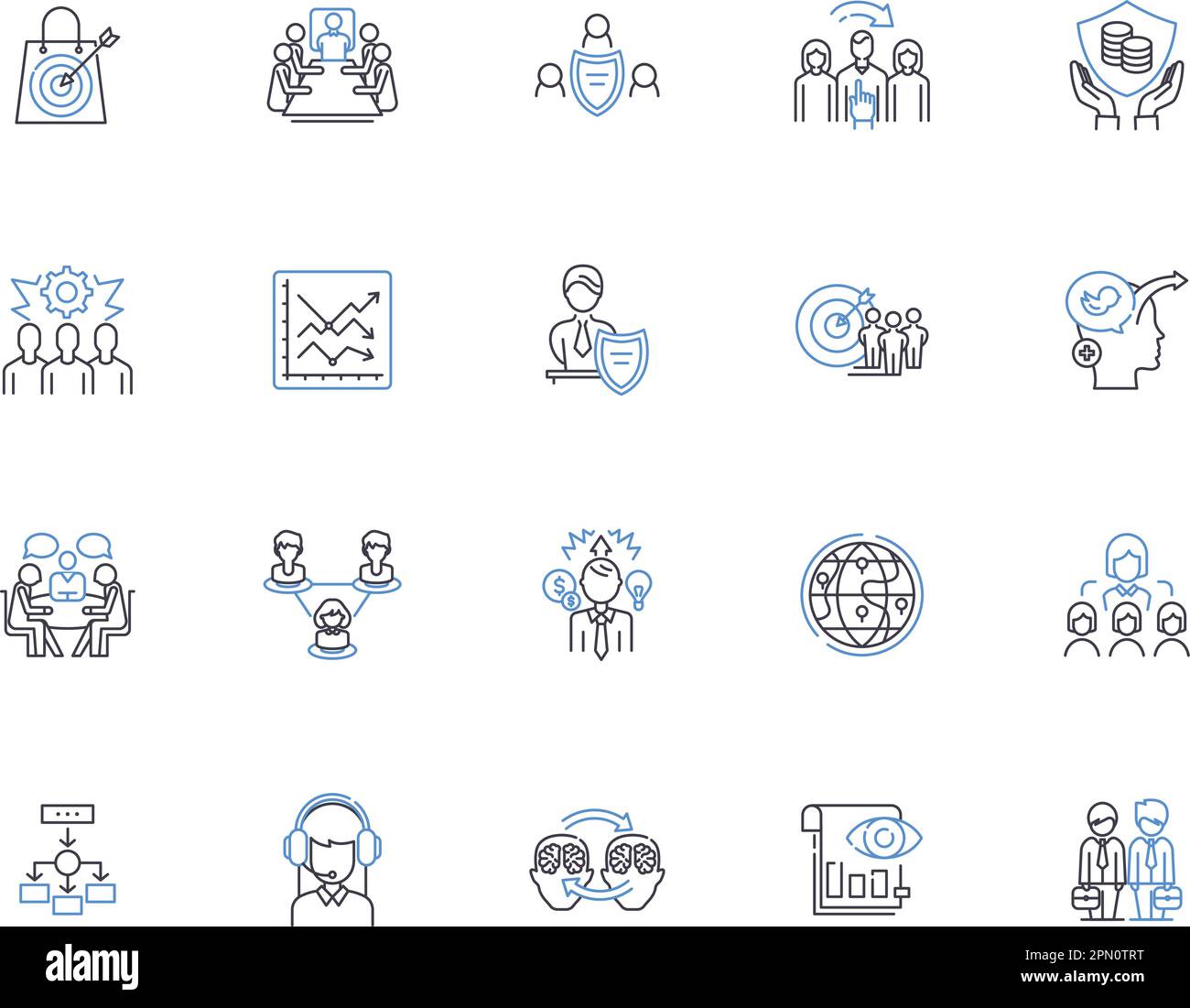 Manager outline icons collection. Supervisor, Leader, Administrator, Director, Organizer, Strategist, Advisor vector and illustration concept set Stock Vector