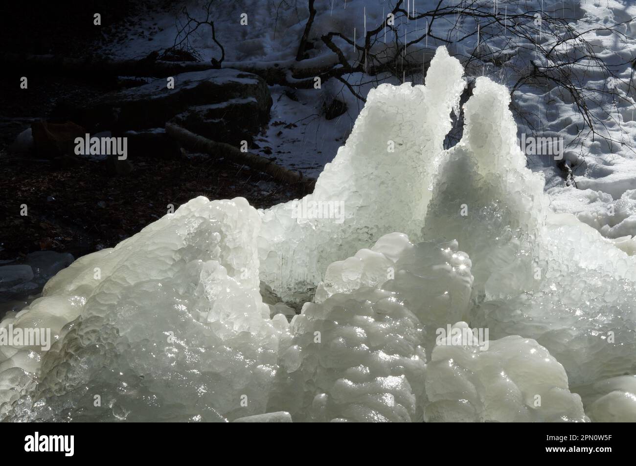 Ice, Saxon Switzerland, Saxony, Germany. Stock Photo