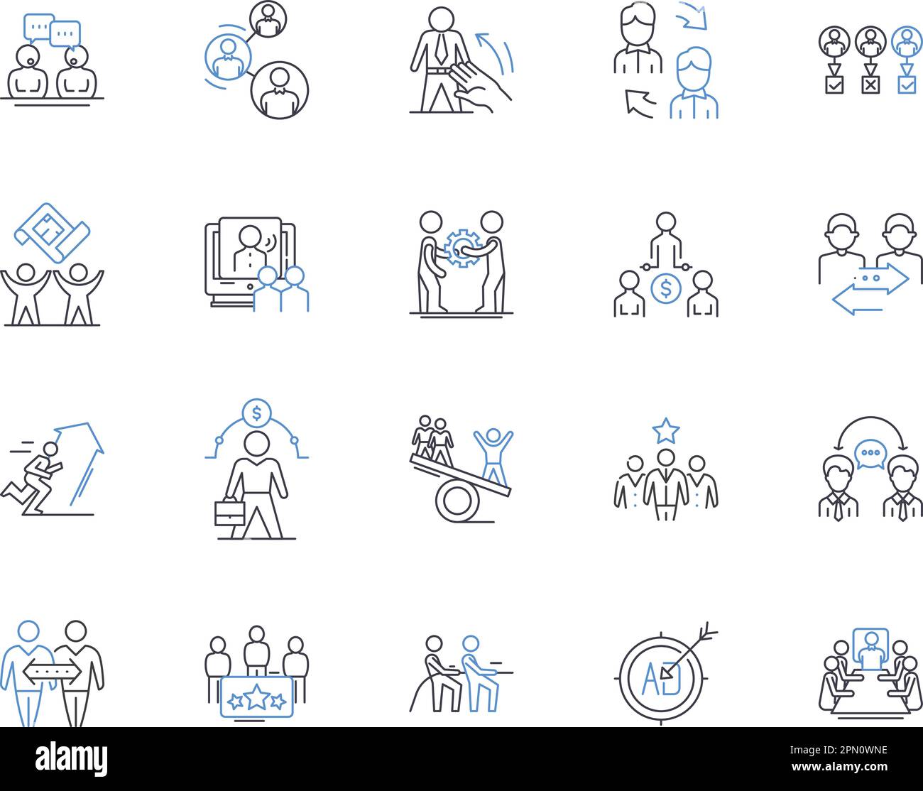 Team management outline icons collection. Teamwork, Cooperation ...