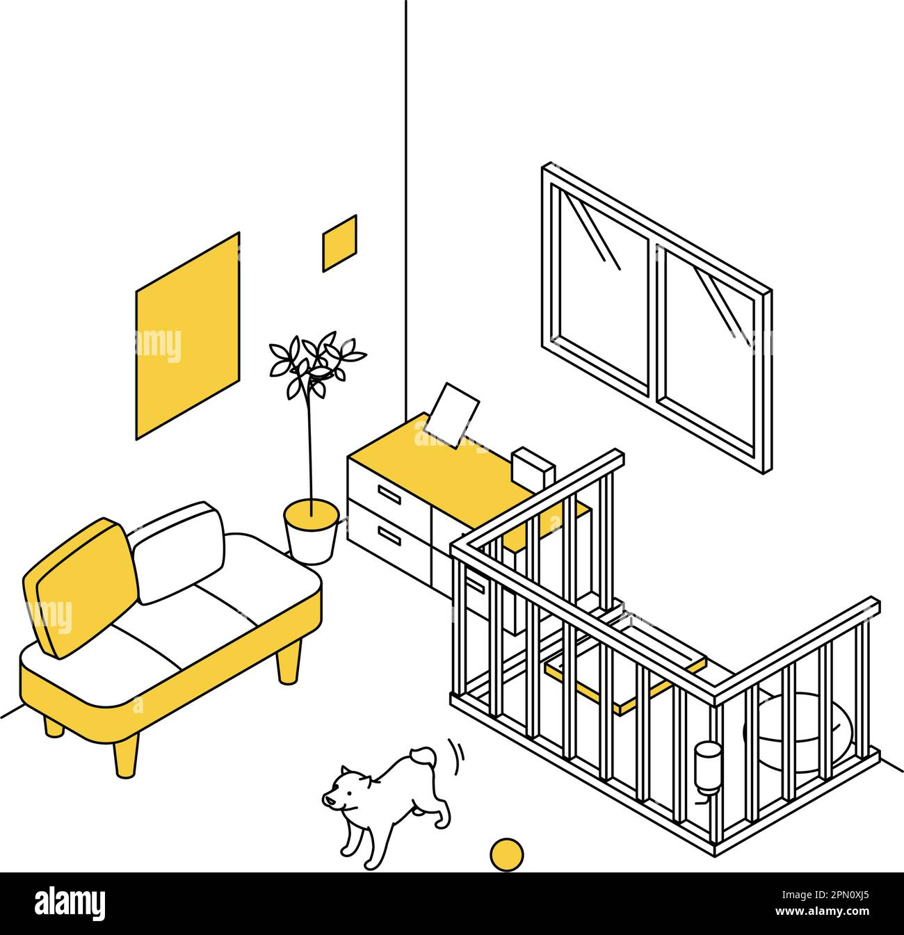 Noise problems in rental properties Pets (dogs), Vector Illustration