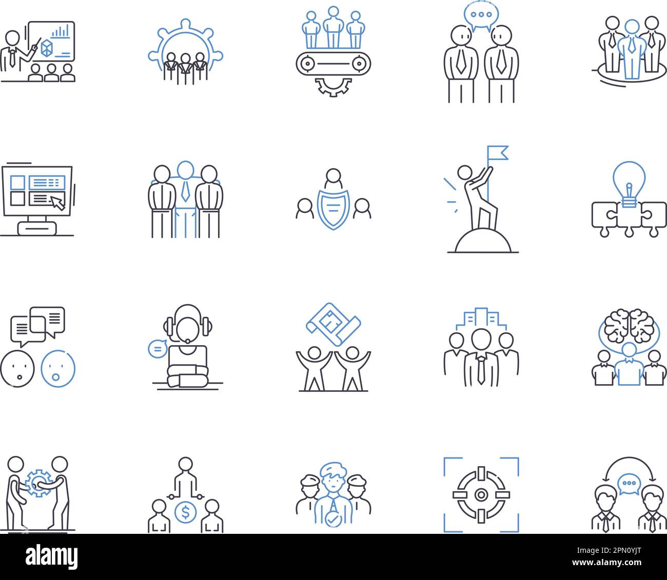 Staff members outline icons collection. Employees, Personnel