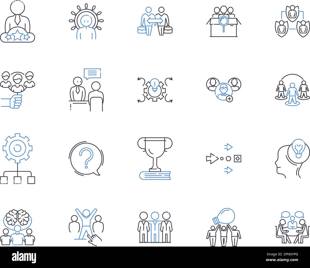 Team management outline icons collection. Teamwork, Cooperation ...
