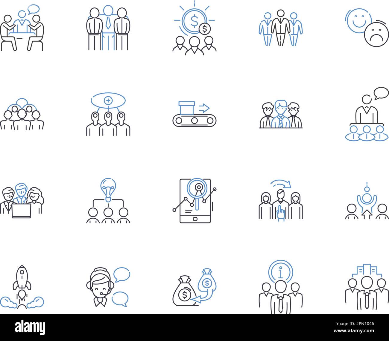 Business organization outline icons collection. Organization, Business ...
