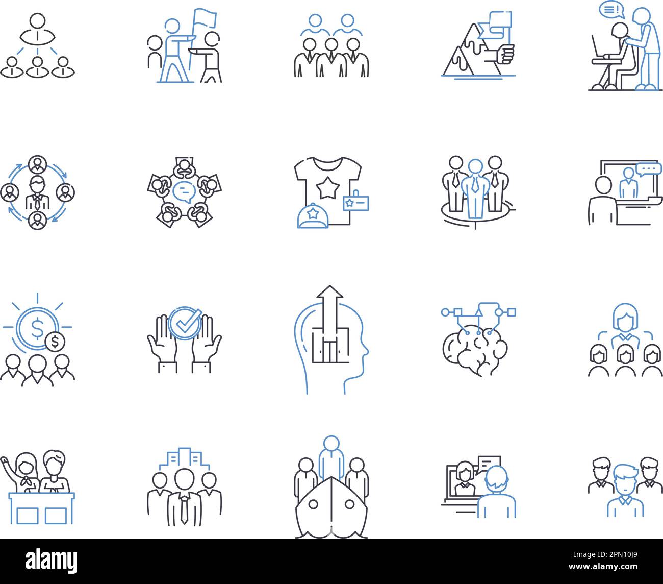 Team cooperation outline icons collection. Collaboration, Synergy ...