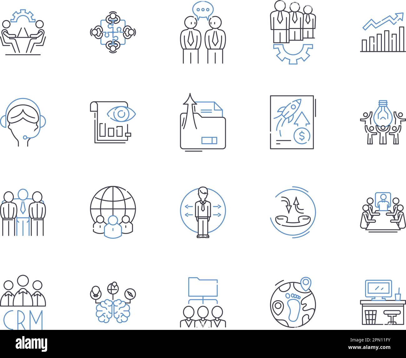 Department coworking outline icons collection. Deputy, Cowork, Counterpart, Collaborative, Groupwork, Division, Employees vector and illustration Stock Vector