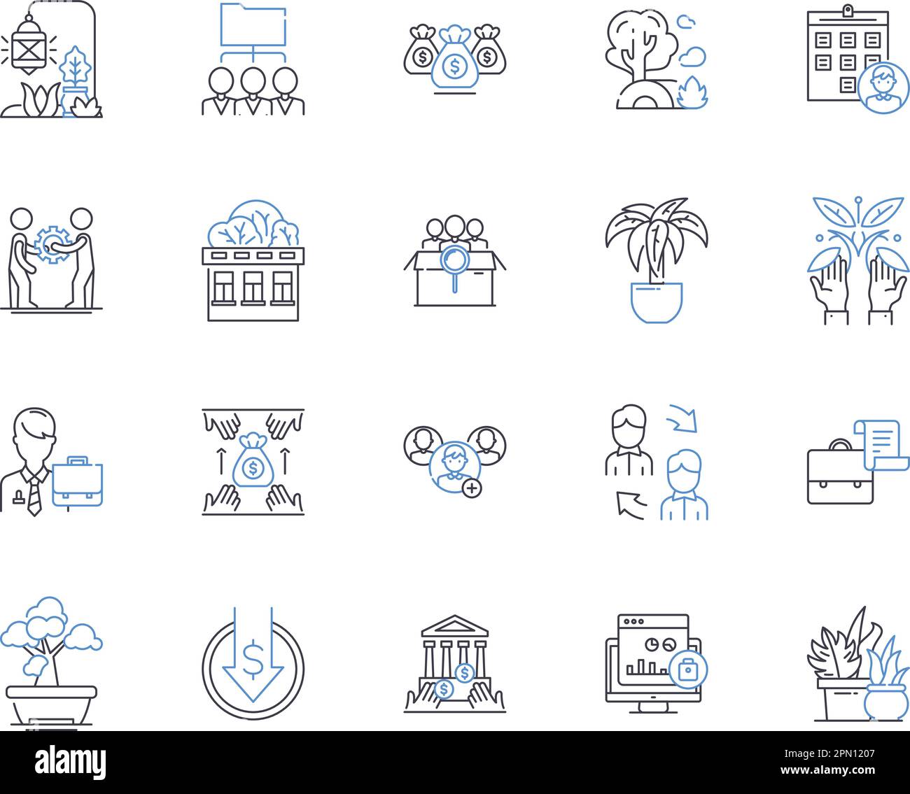 Farming sector outline icons collection. Farming, Sector, Agriculture, Crops, Production, Harvest, Tillage vector and illustration concept set Stock Vector