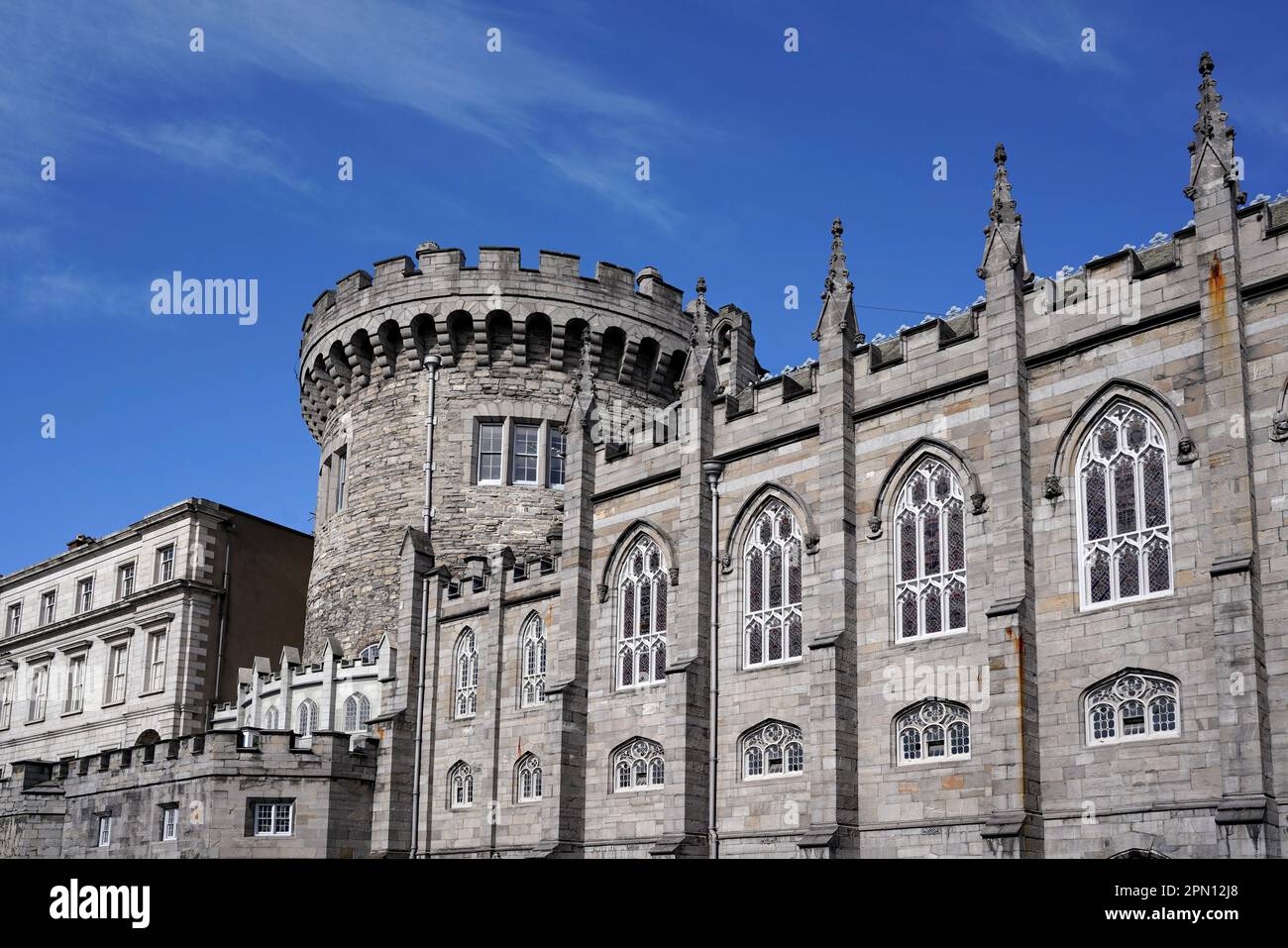 Exterior of Dublin Castle, with its chapel on the right hand side Stock Photo