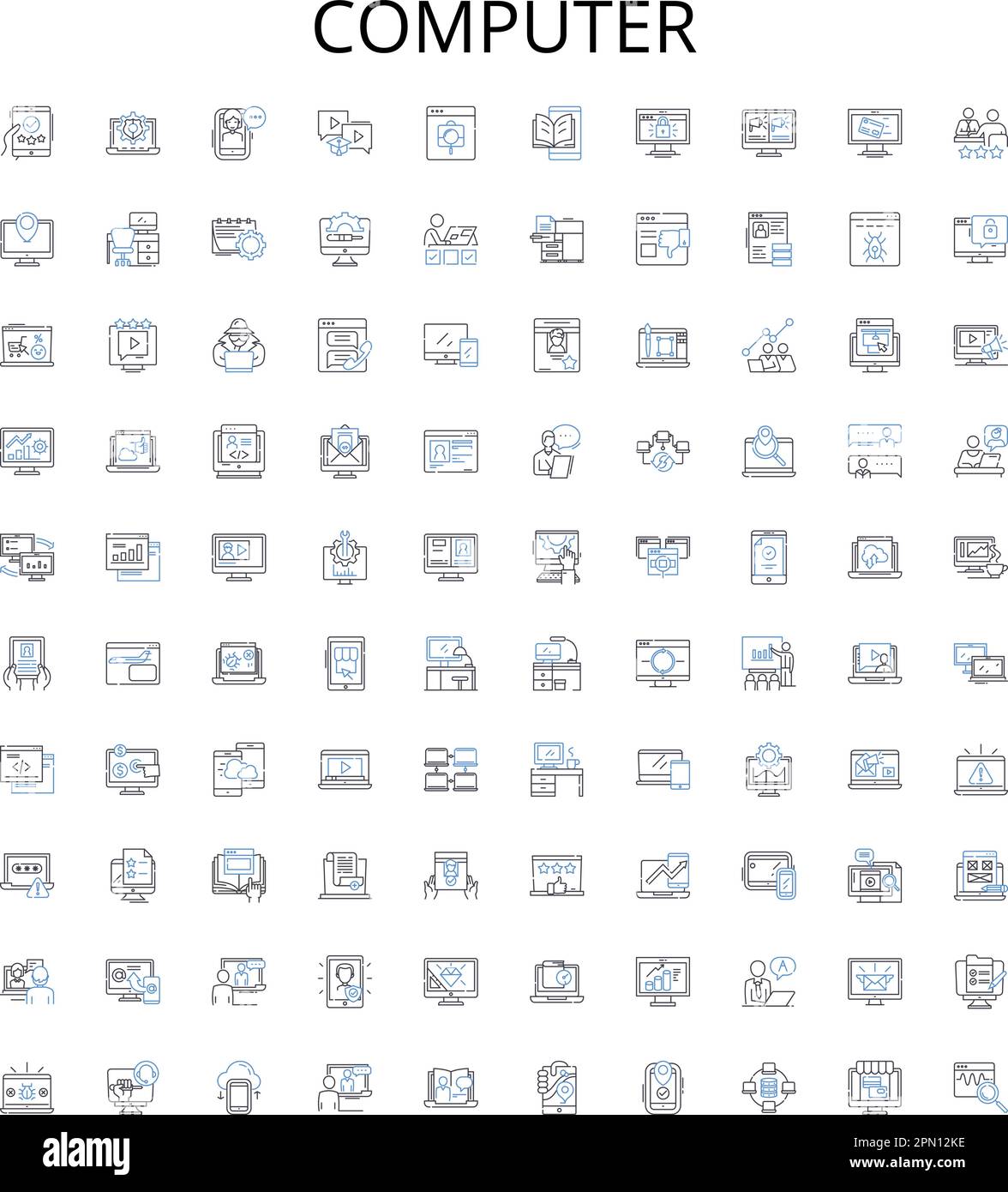 Computer outline icons collection. Computer, Hardware, Software ...