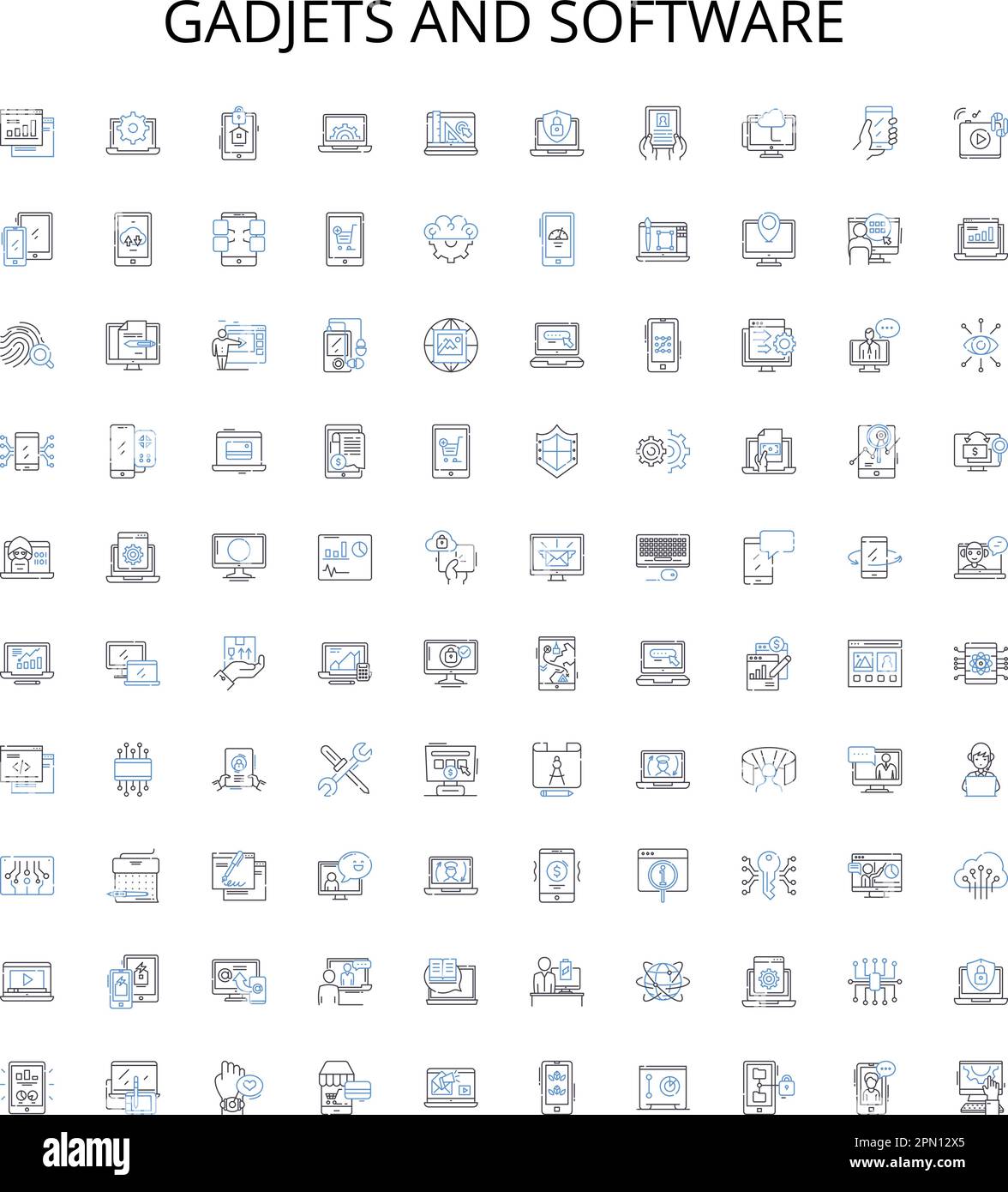 Gadjets and software outline icons collection. Gadgets, Software