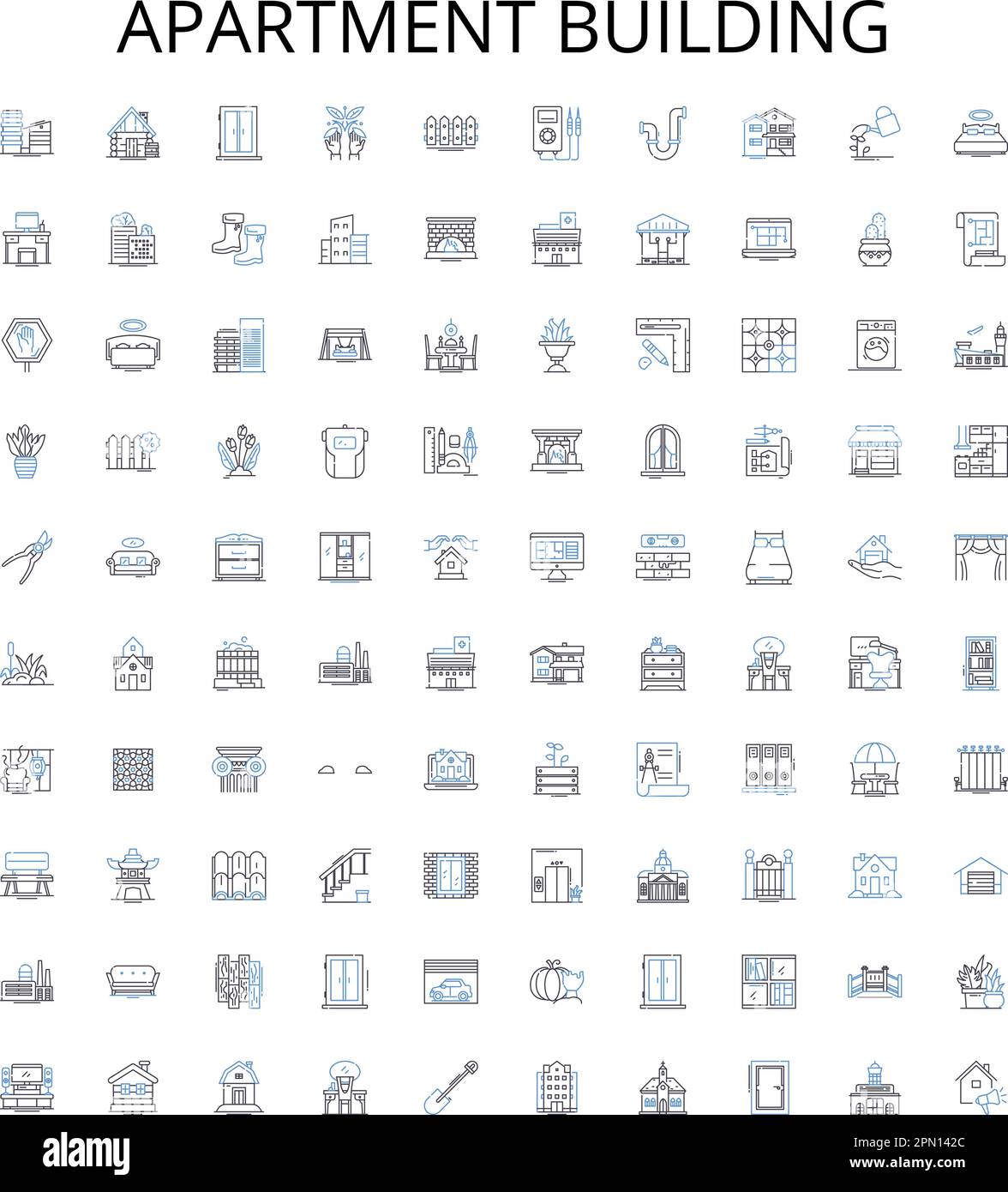 Apartment building outline icons collection. Apartment, Building, Block, Complex, Structure