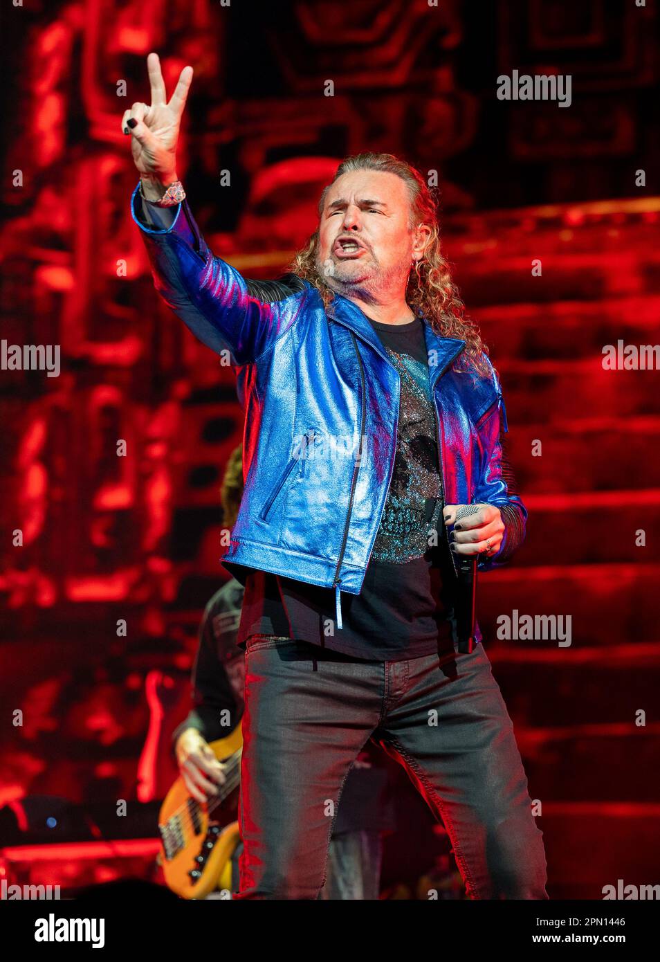 MIAMI, FL - APRIL 15: Fher Olvera of MANA performs during MANA Mexico