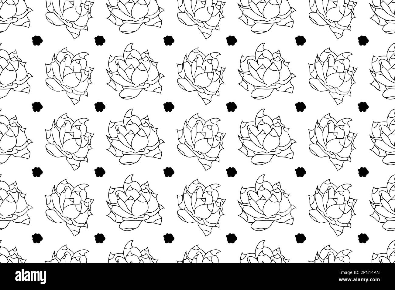 Seamless black and white background. Floral, ethnic, hand drawn elements for design. Good for coloring book for adults or design of wrapping and textile. Vector illustration Stock Vector