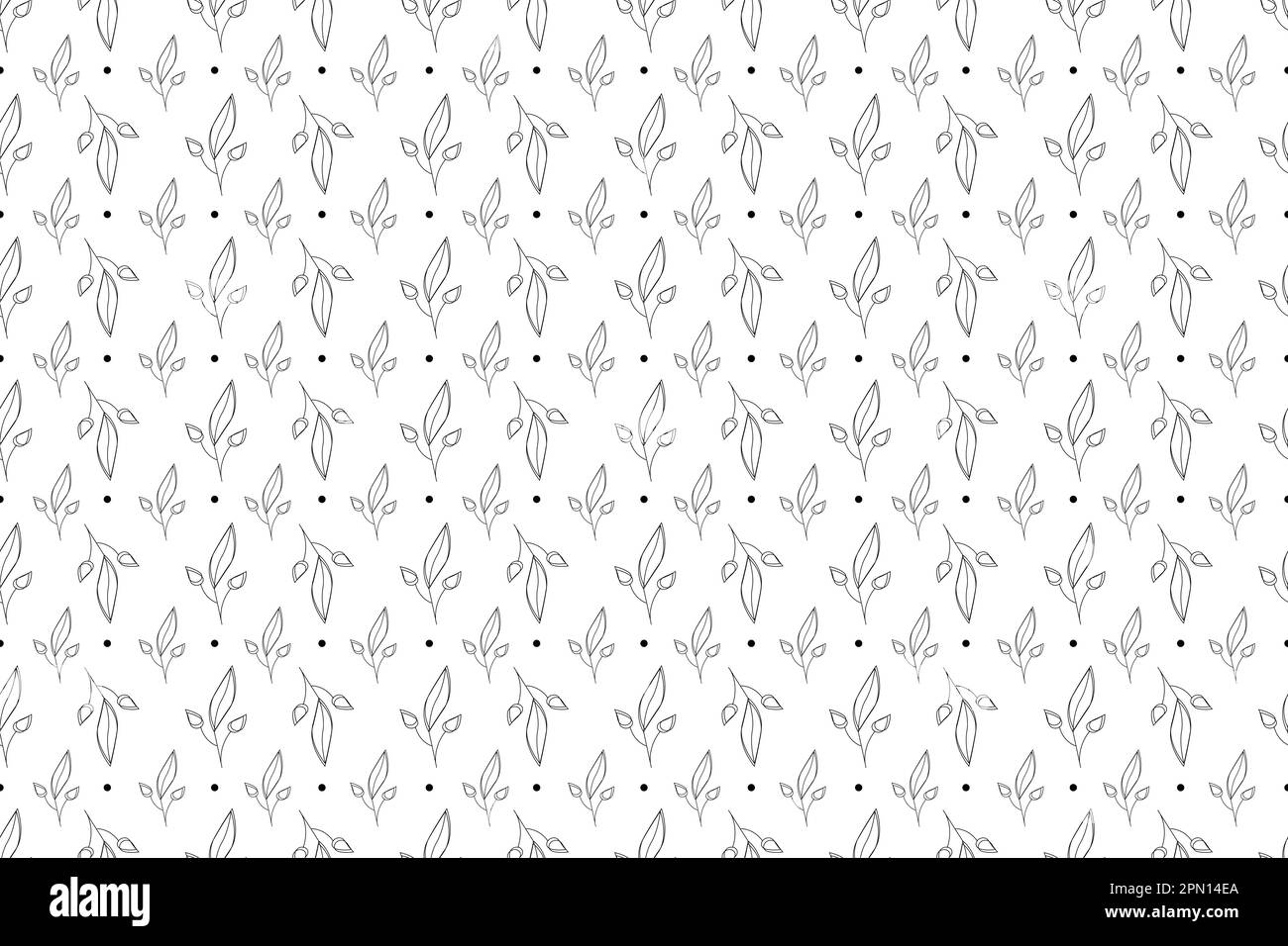 Hand drawn leaves meadow seamless pattern, lovely spring or summer background, great for textile and wallpapers. Endless leaves with monochrome design. Vector illustration. Stock Vector