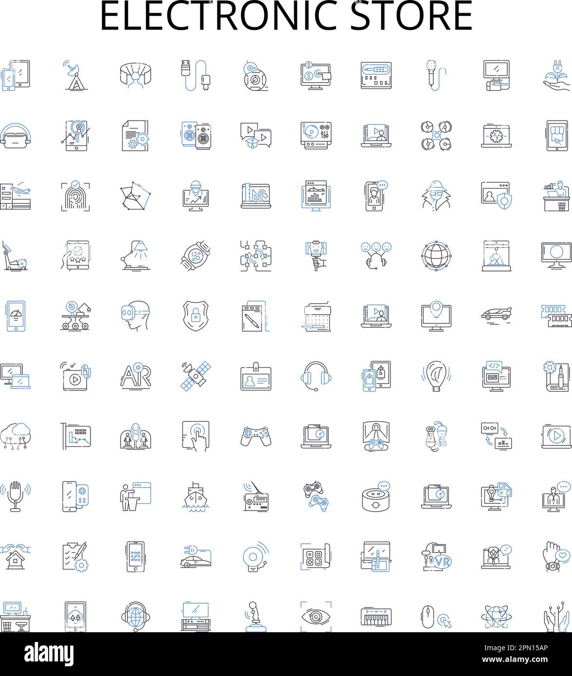Electronic store outline icons collection. Electronics, Store, Shop