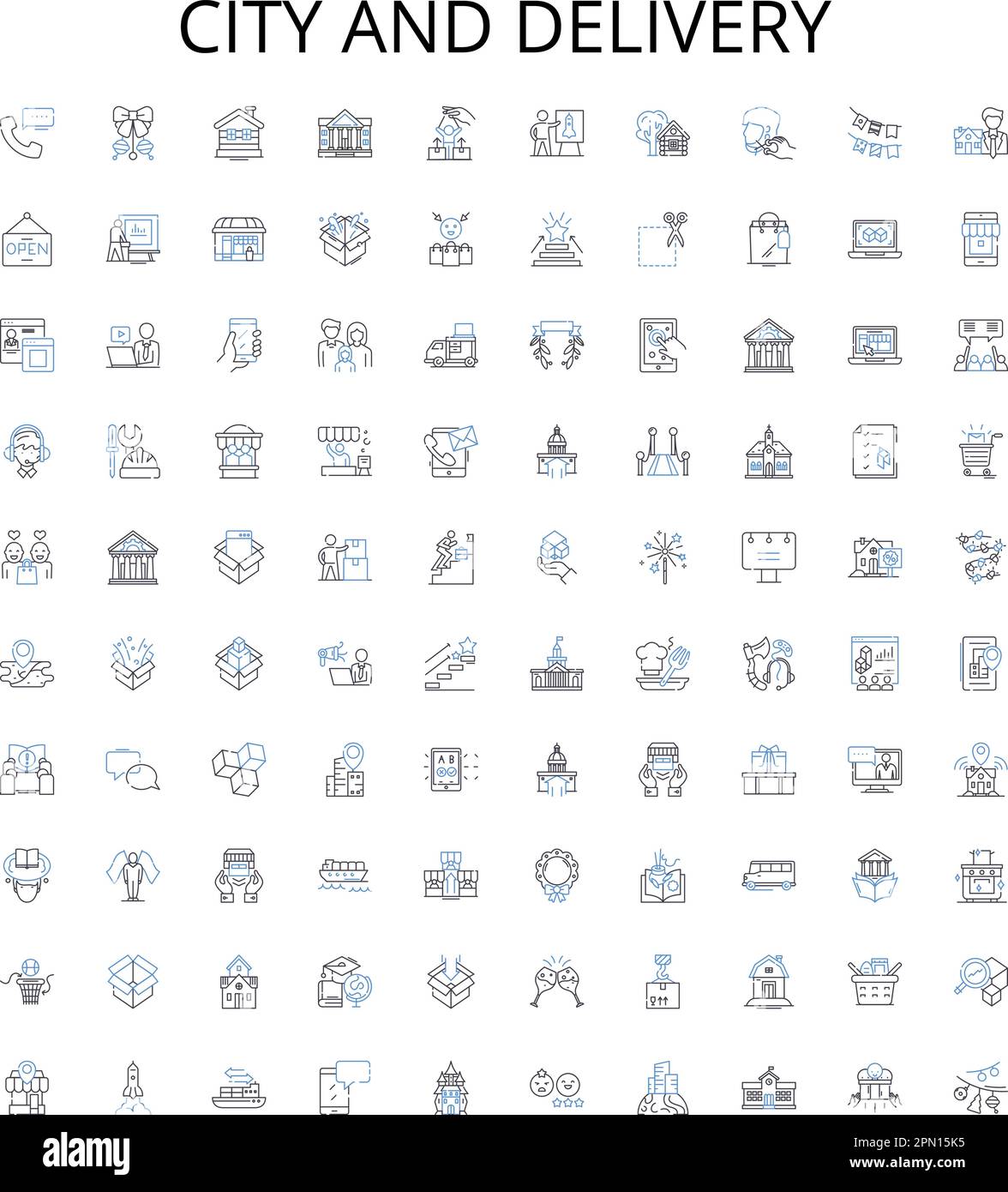 City and delivery outline icons collection. City, Delivery, Urban ...