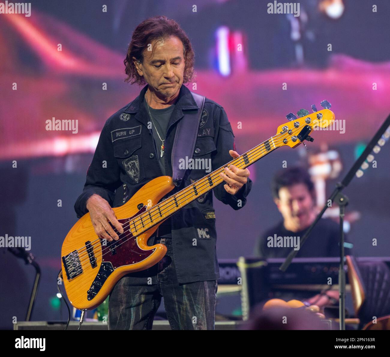 MIAMI, FL APRIL 15 Juan Calleros of MANA performs during MANA Mexico Lindo y Querido 2023